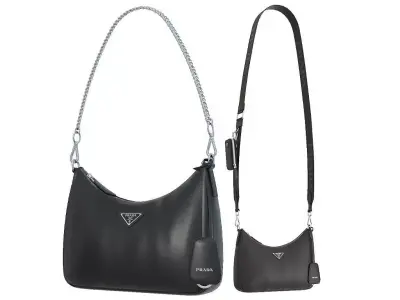 Prada Padded Nappa leather Re-Edition Shoulder Bag Black Low-poly 3D model