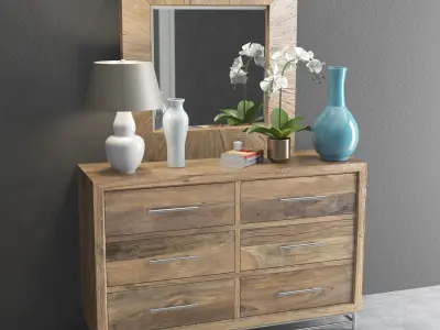L usine Dresser with Mirror and Decorative Set Low-poly 3D model