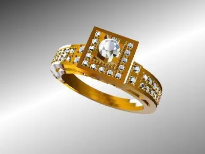 Gold Ring and rings 3D print model