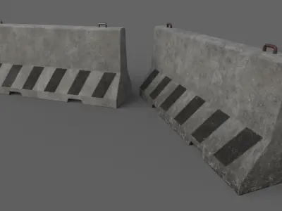 PBR Concrete Barrier V4 Low-poly 3D model