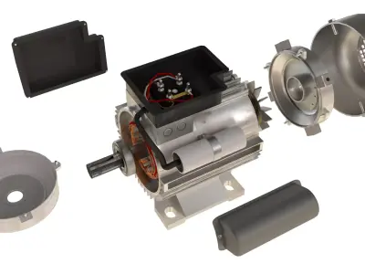 Electric Motor-Generator Single Phase 3D model 3D model