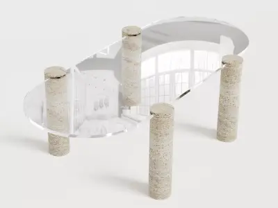 Stone and glass coffee table 3D model