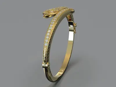 Gold Snake Braclet with Diamonds 3D print model