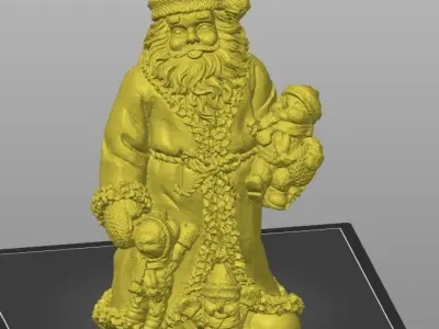 santa holding snowbabies statue 3D print model