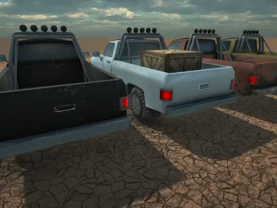 Eghties Pickup Truck low-poly game ready Low-poly 3D model