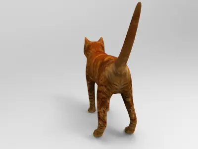 Cat game ready low poly model 3D orange Low-poly 3D model