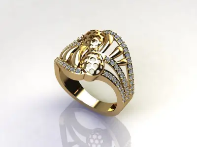 STL 3DM Women Ring Womens Ring Diamonds With Stone Model DP1808 3D print model