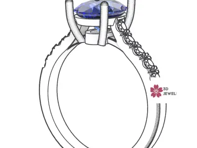 Blue ring oval classic 3D print model