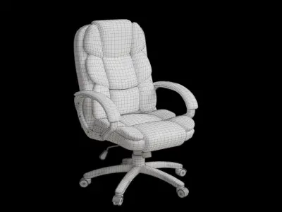 High Back Black Chair With Silver Arms And Legs 3D model