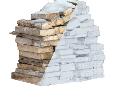 Ultra realistic Firewood Scan Low-poly 3D model