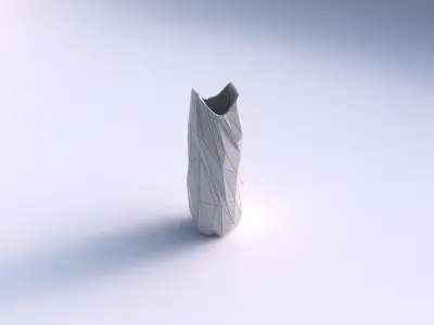 Vase double arc hexagon with twisted random triangle plates 3D print model