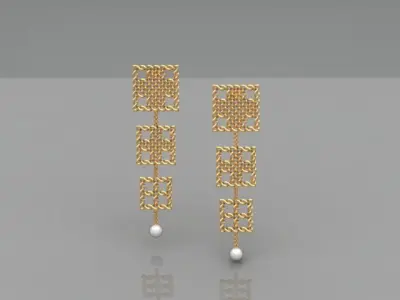 Classic earrings E03 3D model
