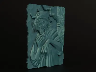 3D panel Witch Baba Yaga 3D print model