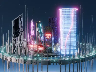 sci fi city 3D model