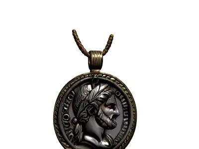 Roman Emperor Medallion Pendant Low-poly 3D model