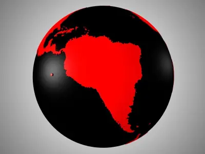 Solid Color Black Red Globe 3D model