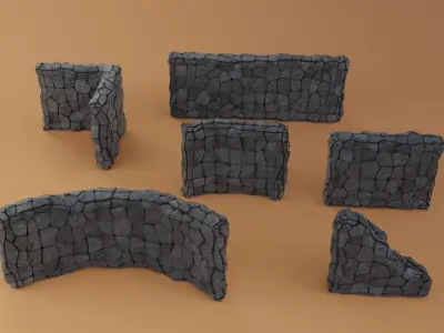  Stone Wall Building Set 3D model