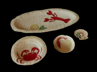 Ceramic plate set with sea animal detail  Zara Home Low-poly 3D model