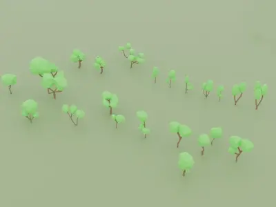 Tree set Low-poly 3D model polygon pack Low-poly 3D model