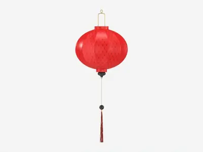 Oriental Traditional Hanging Silk Lantern 02 3D model