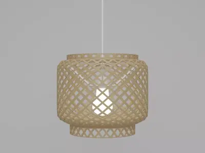 Chandelier pendant light made of rattan Low-poly 3D model