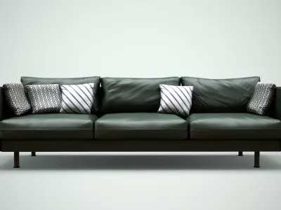 Green Leather Sofa Low-poly 3D model