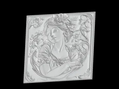 Romantic Woman 3D Relief 3D print model