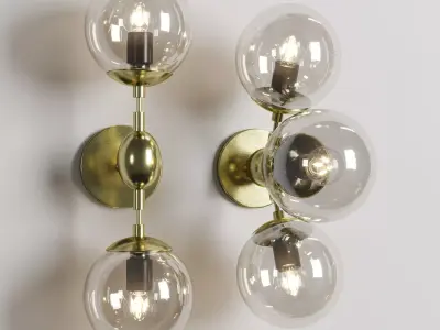 Globe Wall Lamp Fixtures Industrial Style Glass Wall Mounted Low-poly 3D model