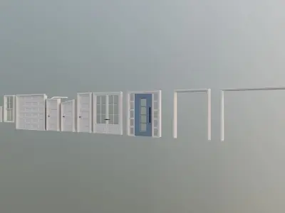 Classic style porch house doors and windows pack Low-poly 3D model