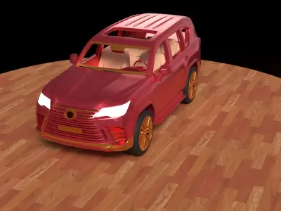 Chinese red car   Low-poly 3D model