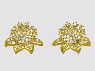 Diamond Rose Hip Hop Earring 3D print model