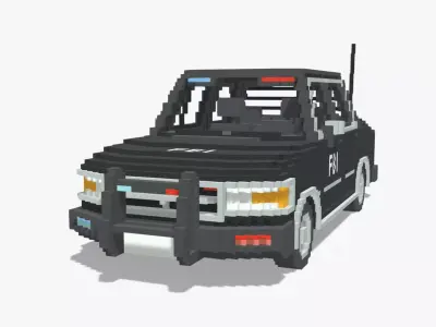 Voxel FBI Car Low-poly 3D model