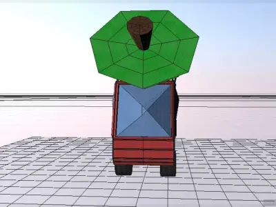 Origami Lowpoly Cartoon Car Low-poly 3D model