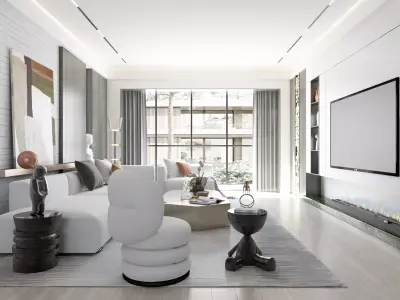 Modern room living 3D model purchase