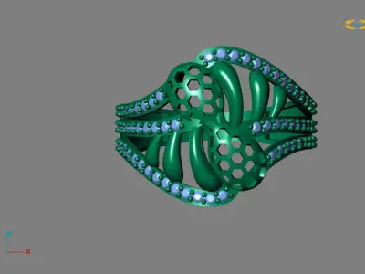 STL 3DM Women Ring Womens Ring Diamonds With Stone Model DP1808 3D print model