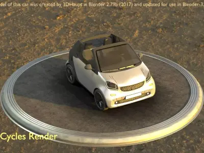 City Car 75 Small Convertible Open Type-E Silver Low-poly 3D model