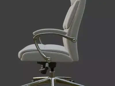 White Leather Executive Office Chair High Detail 3D Model PBR 3D model