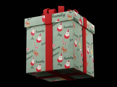 Christmas Gift Box  Low-poly 3D model
