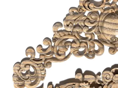 Cartouche-036 carved ornate crown molding 3D model