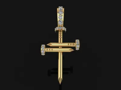 Dainty Size Diamond Nail Cross Pendant 3D print model