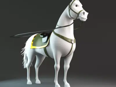 White horse rigged 3D model