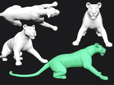 lion posed model 3D model