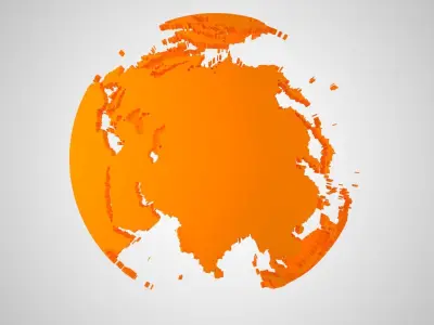 Globe Shell Orange Color World Map 3D model