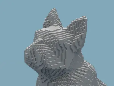 Voxel Dog Low-poly 3D model