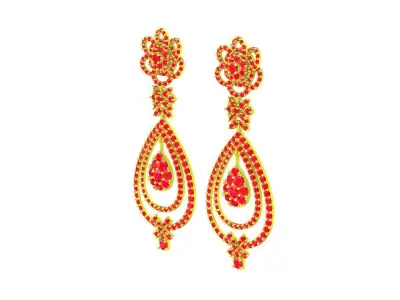 5843 luxury diamond earrings 3D print model