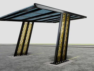 TRIPLE L TYPE MODERN SOLAR CARPORT TYPE-17 3D model