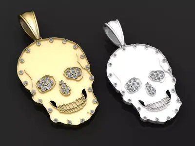  Pingente de caveira Pave Diamond  pendant  3D print model