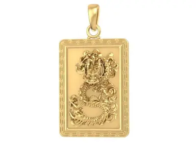 Luxury Chinese Dragon Rectangle Pendant for Men  3061 3D print model