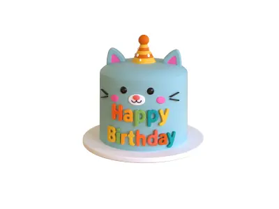Low-Poly Birthday Cake 02  Low-poly 3D model