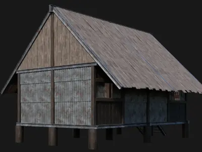Medieval Houses Pack 56-57-58-59-60 - 4K Textures Game Ready Low-poly 3D model